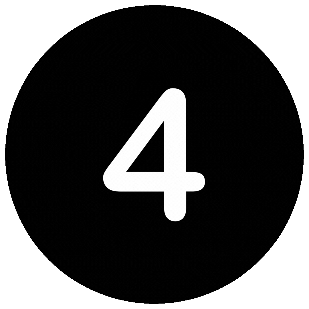 Black circular countdown timer graphic showing the number “4” in the center against a black background.