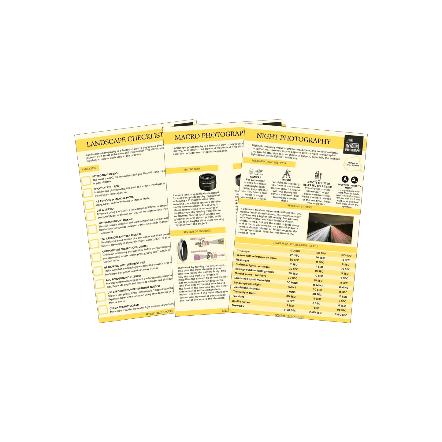20 Essential Photography Cheat Cards